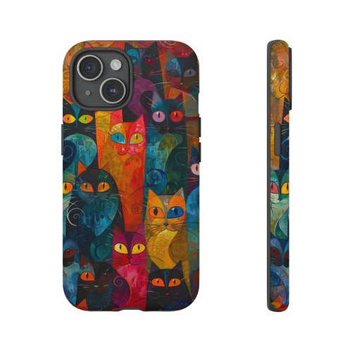 Abstract Cats Dynamic Painting Phone Case for iPhone, Samsung Galaxy, Pixel - 第 23/175 張圖片