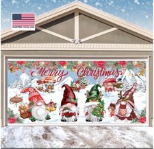 Christmas Gnome Garage Door Banner Decoration Large Garage Cover 16ft x 7ft