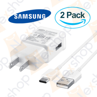 2x Original Samsung Galaxy S10 S10e Plus Fast Charge Wall Adapter & Type C Cable