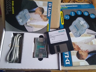 NEW/OPEN BOX COMPLETE: 2000 D-LINK/DLINK DSB-650TX USB 10/100 ETHERNET ADAPTER