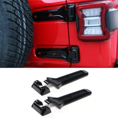 Tailgate Hinge Spare Tire Bracket Trim Covers for 2018+ Jeep Wrangler JL Black