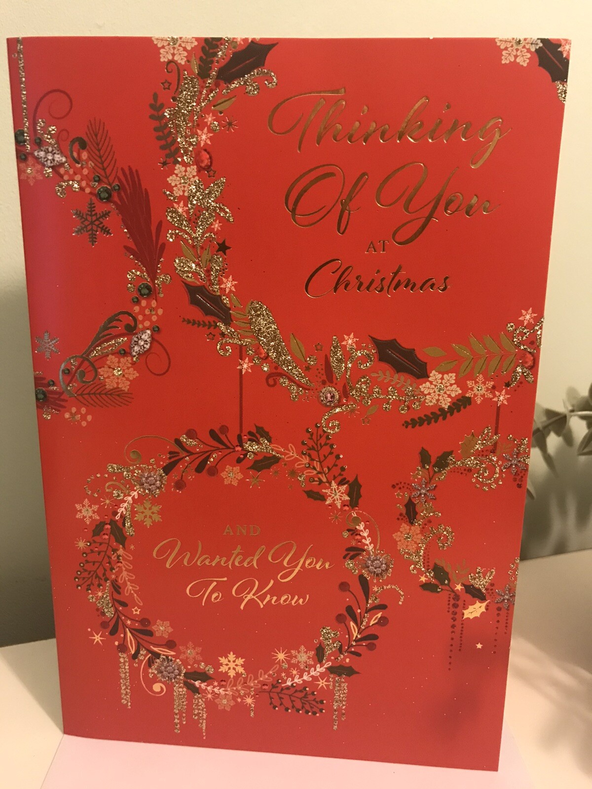 Thinking Of You At Christmas Time Foiled Christmas Greeting Card Xmas