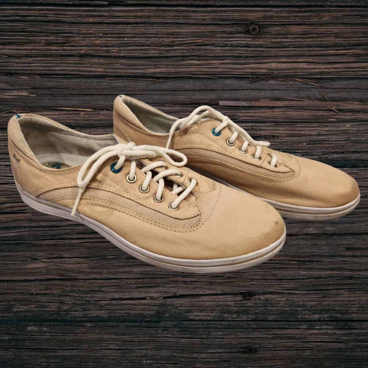 Womens Keds Ortholite Beige Neutral Canvas Low Cut Sneakers Size 8