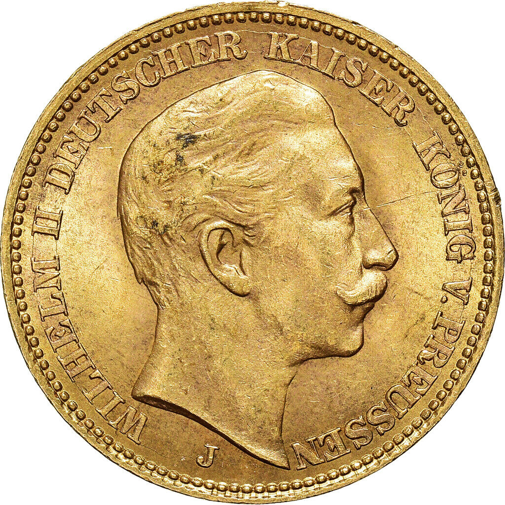[#843139] Moneta, Państwa Niemieckie, PRUSY, Wilhelm II, 20 marek, 1905, Hambourg, 