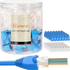 50PCS Cat6 RJ45 Pass Through Connectors for Solid or Stranded UTP Cables