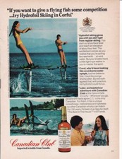 1974 Canadian Club Whisky Ad/ Hydrofoil Skiing Bikini Girl / Kanoni Cafe Corfu