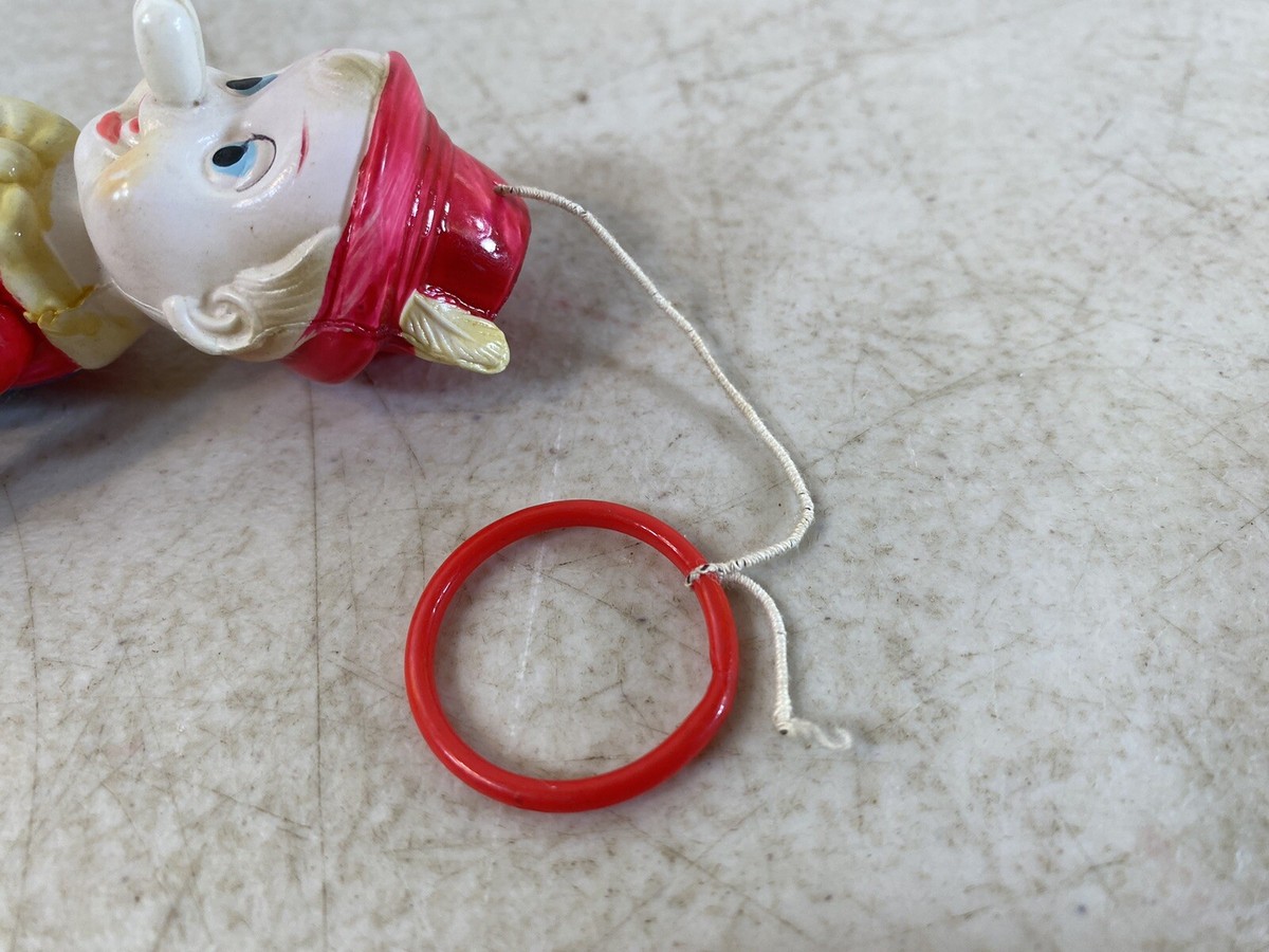 スプーリング　ピノキオ Rare Vintage Celluloid Pinocchio Ring On A String Toy Antique