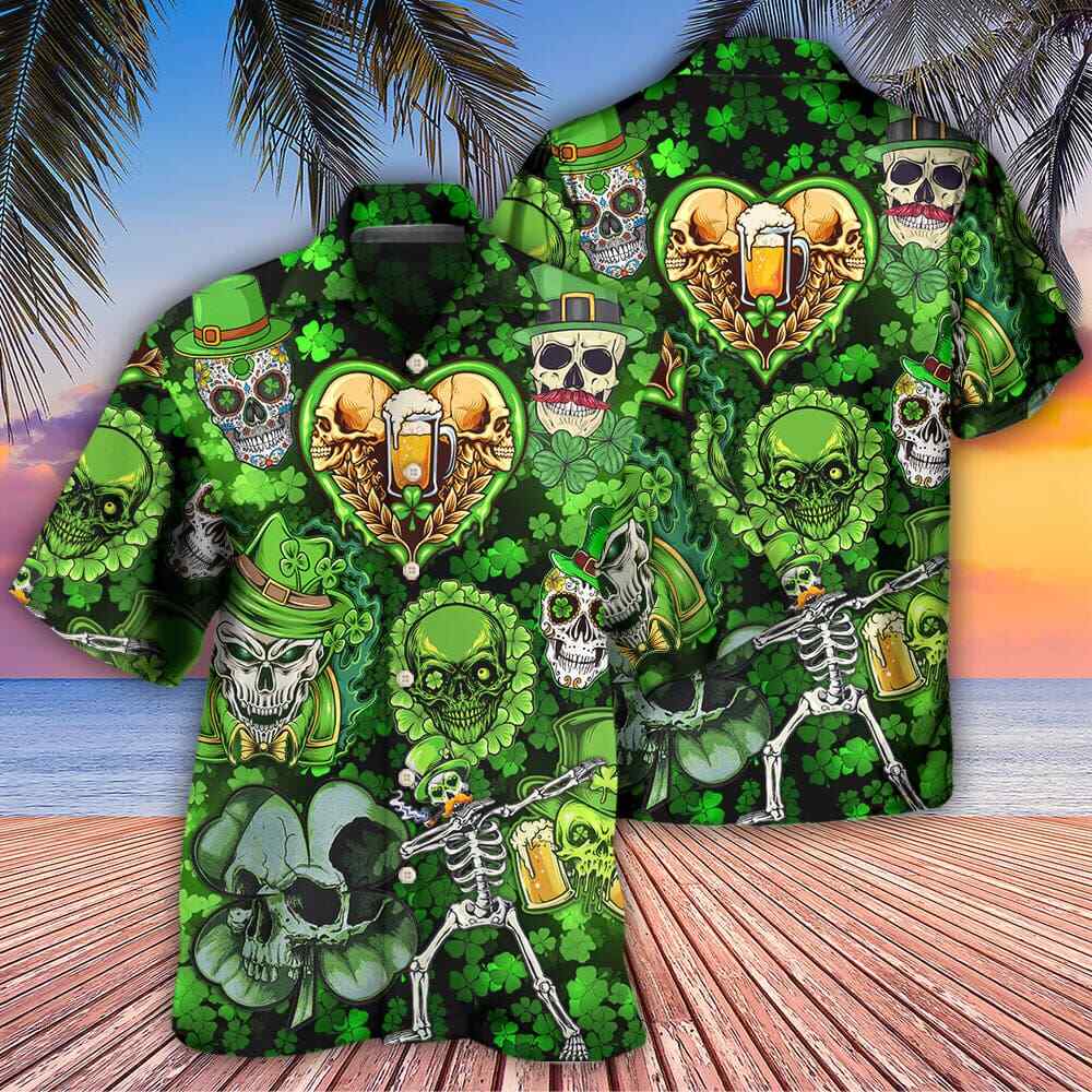 Saint Patricks Day Hawaiian Shirt Men Shamrock Irish St. Patrick's