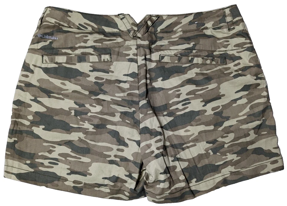 COLUMBIA Kenzie Cove Women Size 8 Green Camo Cotton 4" Shorts - Image 4 of 4