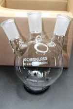 500mL 3 Neck Heavy Wall Round Bottom Flask Chemglass CG-1524-05 24/40 CN/SN 20°
