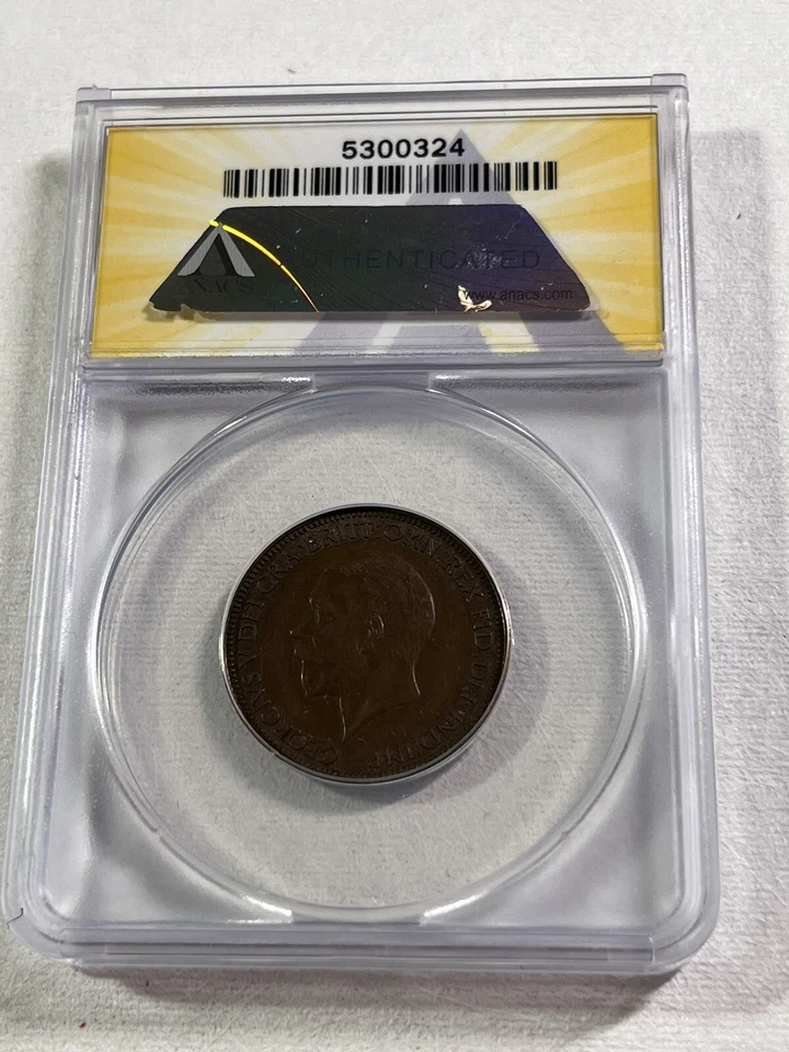 1936 Great Britain Half Penny Graded AU 50 by ANACS - Image 4 of 4