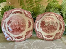 Johnson Brothers Old Britain Castles Pink Red x TWO Open Serving Bowls