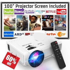 DR.J Professional Mini Projector with a 100" Screen Full HD HDMI