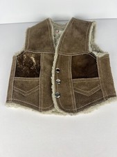 Vintage Leather Sherpa Children  s Vest Size Small