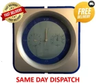 WALL CLOCK HUMIDITY & TEMPERATURE QUARTZ ANALOGUE LARGE SQUARE KITCHEN OFFICE