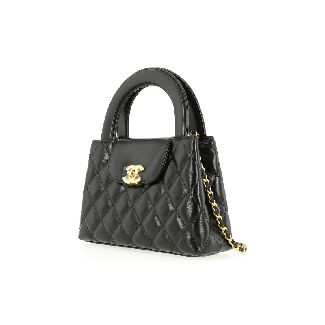 CHANEL Kelly Cross Shoulder Handbag Mini Women's Black 7.4x2.7x5