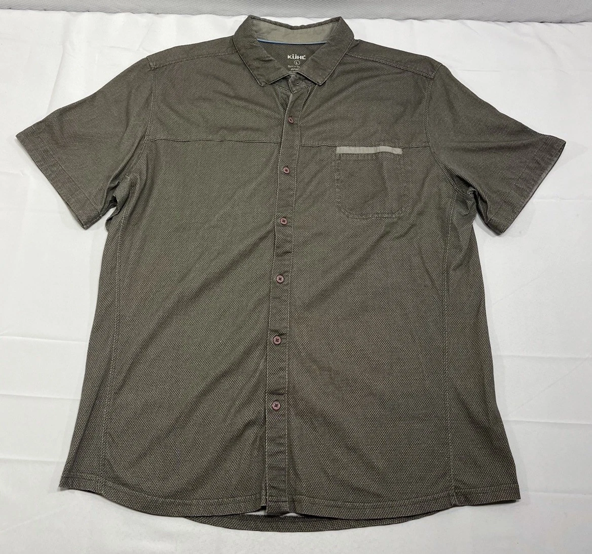 Kuhl Born In The Mountains Wildfibre Button Brown Shirt Short Sleeve Mens Large