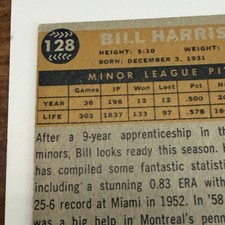 1960 TOPPS BASEBALL #128 BILL HARRIS LOS ANGELES DODGERS  SKU 650