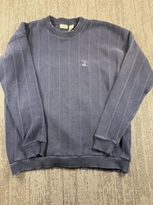 IZOD Sweater Mens Large Blue Crewneck Ribbed Pullover Made in USA Logo