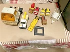 Vintage Lot of Tonka Metal  Truck Cab Cement Mixers,Truck, Hay trailer, flatbed