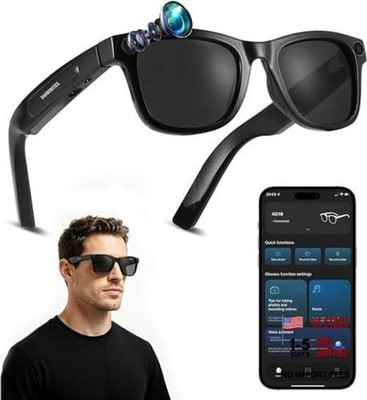 AI Smart Glasses with Camera, 8MP HD Camera AI Glasses, 410mAh Power Video