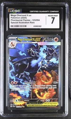 Pokémon English Mega Charizard X ex 125/094 2025 Phantasmal Flames - CGC 7