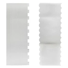 2 Pack Stainless Steel Cake Scraper - Double Sided Patterned Edge Metal Scrap