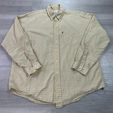Brooks Brothers Shirt Mens Large Yellow Plaid 346 Button Down Long Sleeve Cotton