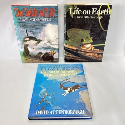 3 x Books by David Attenborough Life on Earth & The First Eden Trials of Life HC