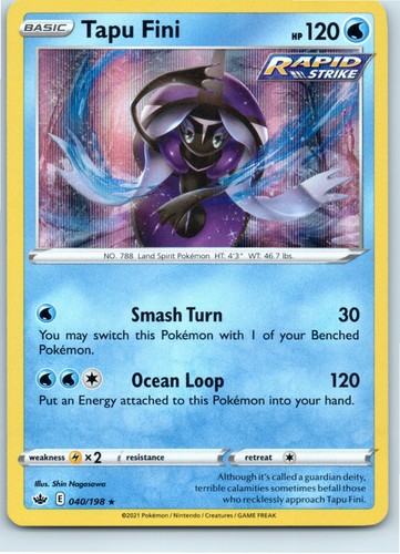 Tapu Fini Chilling Reign 040/198 Holo Rare Pokemon Near Mint
