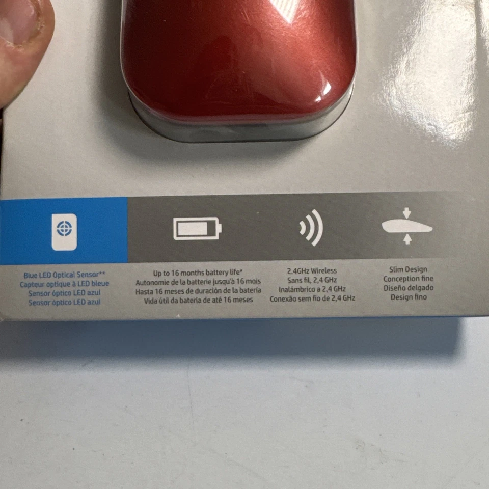 HP Z3700 Wireless Red & Black LED Mouse Souris Sans Fil 全新未拆封 — 第 2/4 张图片