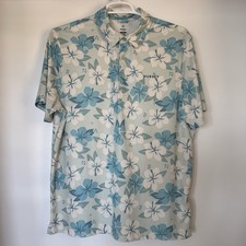 Hurley Men's Sz L Polo Golf Shirt Blue Floral Hawaiian Aloha Stretch Quick Dry
