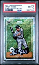2019 Panini Donruss Nicknames #N1 Aaron Judge Nicknames-Rapture PSA 10