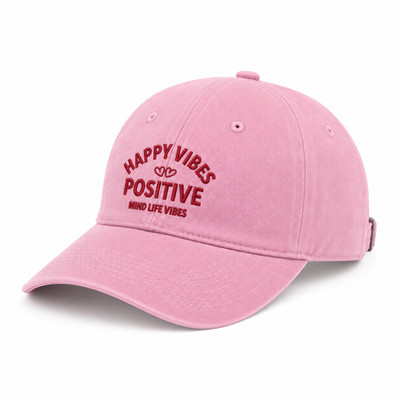 ZWILLINGSHERZ Base Cap Happy Vibes Mütze Baumwolle Navy Blau verstellbar (6211)