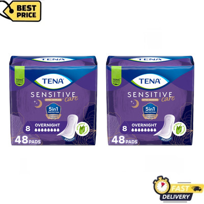 TENA Sensitive Care Extra Coverage Overnight Incontinence Pads, 48 Count x 2Pack