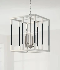 Capital Lighting Bleeker 4 Light 13" Pendant, Polished Nickel/Black - 544741NK