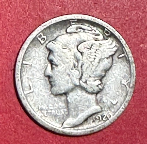 1920D US Mercury SILVER Dime "Denver" Mint! FINE! Old US Coin!