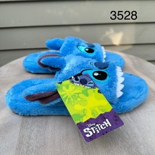 Disney Lilo  Stitch Blue Plush Character Slide Slippers Womens Medium 7-8 NEW