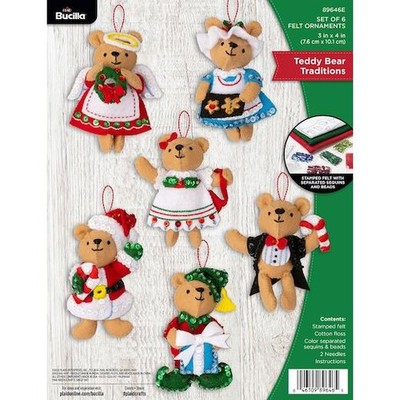 Bucilla Filz Ornamente Applikation 6er Set - Teddybär Traditions 89646E