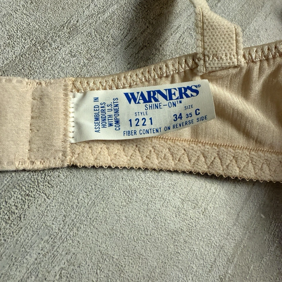 Vintage Warners Bra 34C Shine On Satin Padded Soft Cup Wireless Pink 1221 NWT - Image 3 of 4