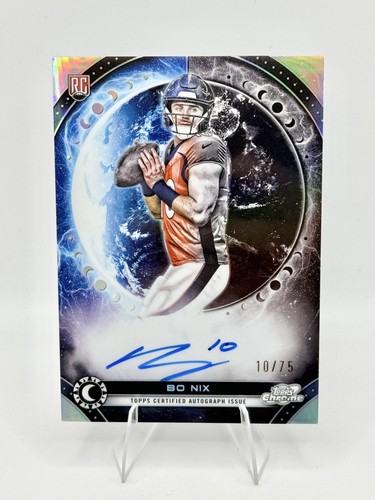 Bo Nix [Gold Interstellar Refractor] #EQA-BN 2024 Topps Cosmic Chrome Equinox Autograph card