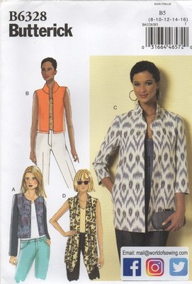 Butterick Schnittmuster 6328 EASY Jacke oder Weste locker sitzend Größe 8 - 16 Neu