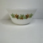 Vintage 7” Federal Maple Leaf Milk Glass Mixing Bowl Heat Proof Kitchen Cooking