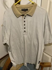 Vintage Structure Slim Fit XL  Green Striped  1/4 Button Up Cotton Shirt