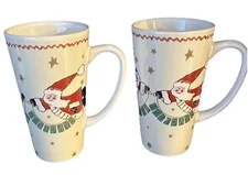 Christmas Mugs 2 Santa Whimsical Holds 16 Oz Coffee Hot Chocolate Cocoa New