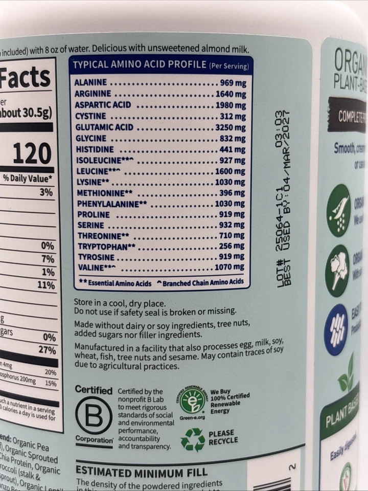 (2) Proteína orgánica en polvo Garden of Life y proteínas verdes chocolate 20 g, 19,4 oz Foto 4 de 4