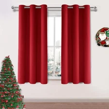 DWCN Christmas Red Blackout Curtains, 54" Long, Grommet Top, Set of 2