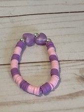 Purple Heart Beaded Bracelet Girls Kids Jewelry Birthday Gift