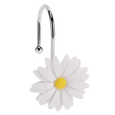 12 PCS White Resin Metal Daisy Shower Curtain Hooks Rings Decor Model 6 PCS