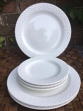 6  International Tableworks Lattice Collection 3 White Dinner 11" 3 Salad Plates